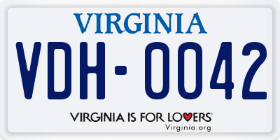 VA license plate VDH0042