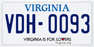 VA license plate VDH0093