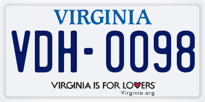 VA license plate VDH0098