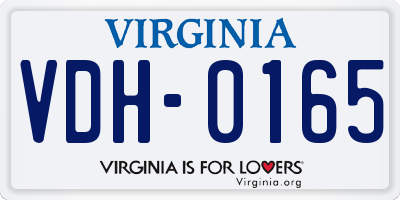 VA license plate VDH0165