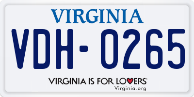 VA license plate VDH0265