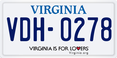 VA license plate VDH0278