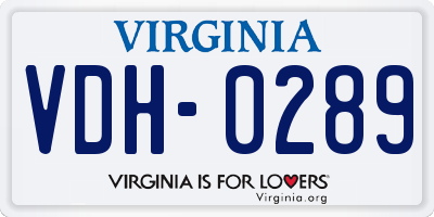 VA license plate VDH0289
