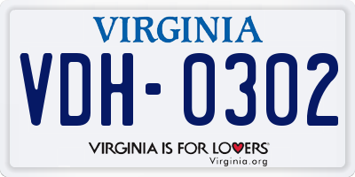 VA license plate VDH0302