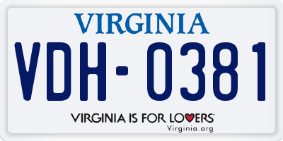 VA license plate VDH0381