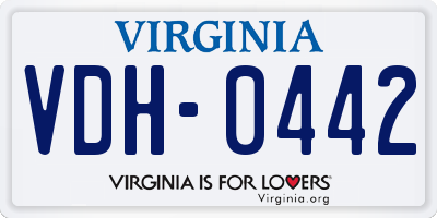 VA license plate VDH0442