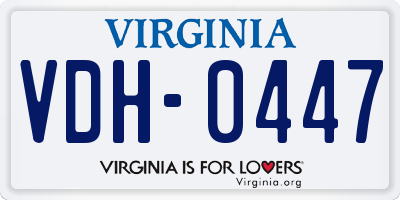VA license plate VDH0447