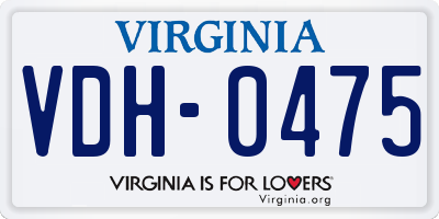 VA license plate VDH0475