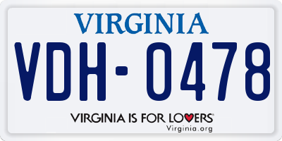 VA license plate VDH0478