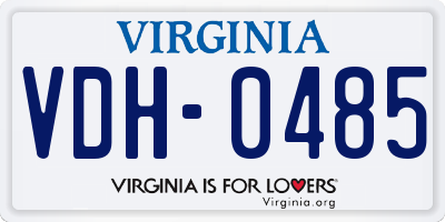 VA license plate VDH0485