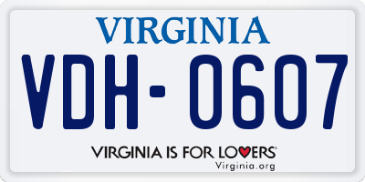 VA license plate VDH0607