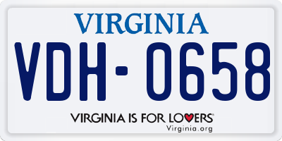 VA license plate VDH0658