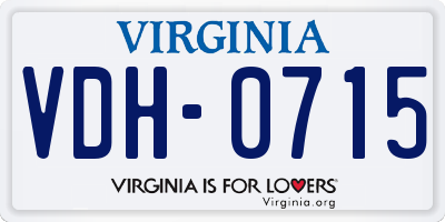 VA license plate VDH0715