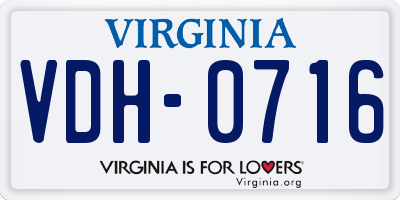 VA license plate VDH0716