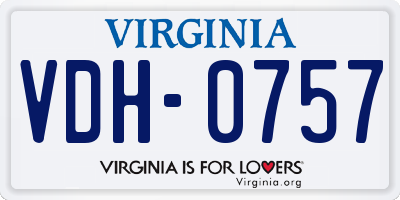 VA license plate VDH0757