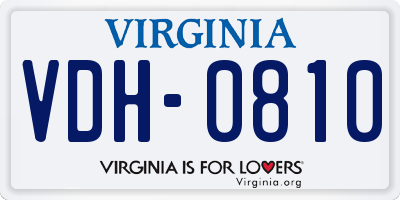 VA license plate VDH0810