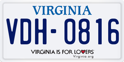 VA license plate VDH0816
