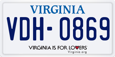 VA license plate VDH0869