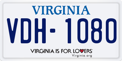 VA license plate VDH1080