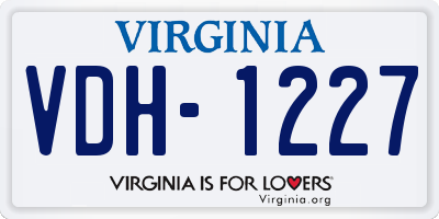 VA license plate VDH1227