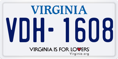 VA license plate VDH1608