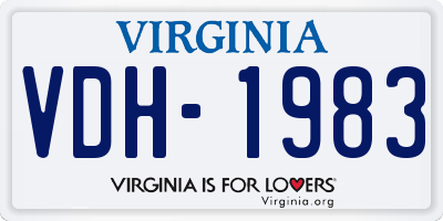 VA license plate VDH1983