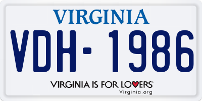 VA license plate VDH1986
