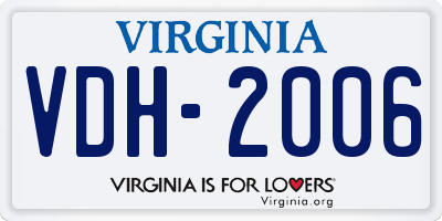 VA license plate VDH2006
