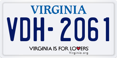 VA license plate VDH2061