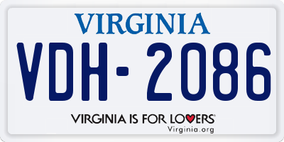 VA license plate VDH2086