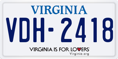 VA license plate VDH2418