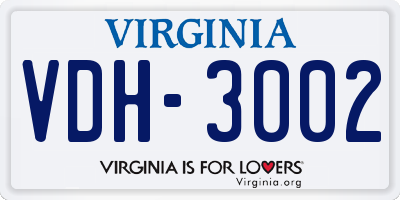 VA license plate VDH3002