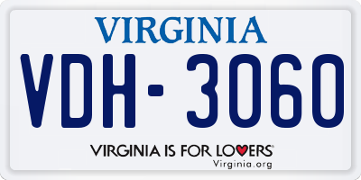 VA license plate VDH3060