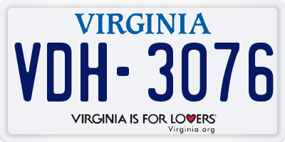 VA license plate VDH3076