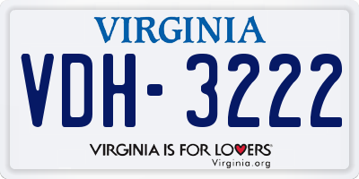VA license plate VDH3222