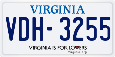 VA license plate VDH3255
