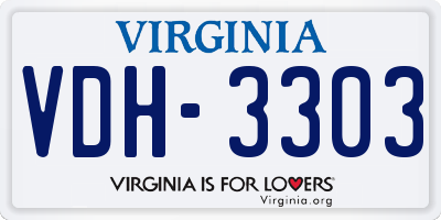 VA license plate VDH3303