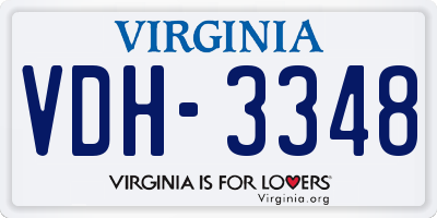 VA license plate VDH3348