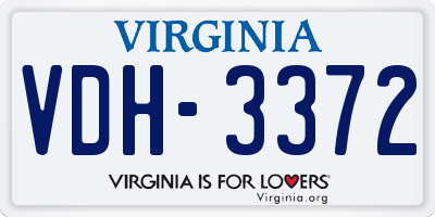 VA license plate VDH3372