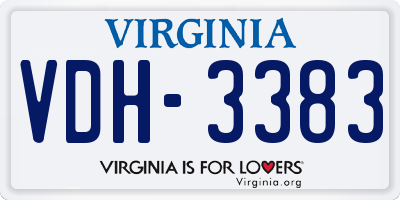 VA license plate VDH3383