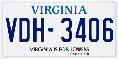 VA license plate VDH3406