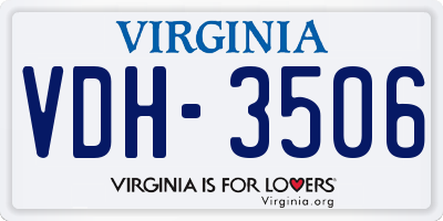 VA license plate VDH3506