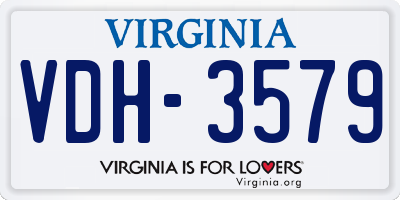 VA license plate VDH3579