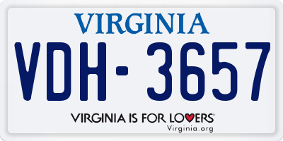 VA license plate VDH3657