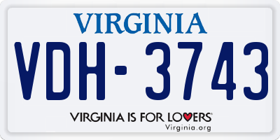 VA license plate VDH3743