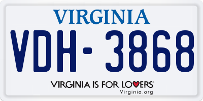 VA license plate VDH3868