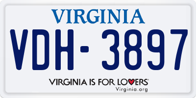 VA license plate VDH3897