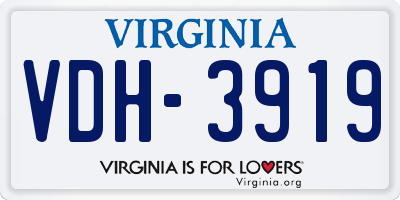 VA license plate VDH3919