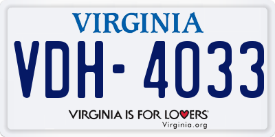 VA license plate VDH4033