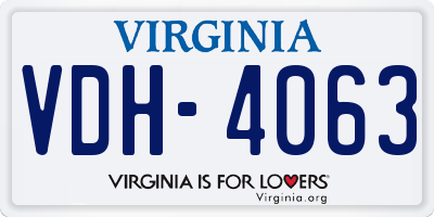 VA license plate VDH4063
